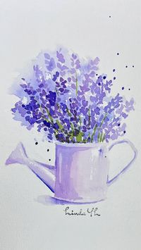 Let’s paint loose lavender in watercolor for fun #watercolourpainting #lavender #purple💜 #flowers #relax #funforpaint