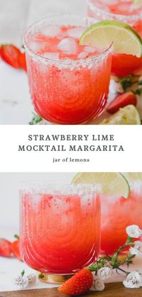 This Strawberry Lime Mocktail Margarita recipe is full of the best summer flavors! It’s refreshing and the perfect balance of sweet and tangy. Serve it over ice with a classic flaky salt rim for the ultimate healthy drink you’ll want to keep on repeat!