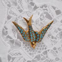 Antique Bird Swallow Brooch Brass and by FrenchQueensRansom, $75.00