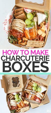 Make and gift these delicious DIY Charcuterie Boxes for any occasion. Learn how to make personal charcuterie boxes that people crave! AD #Charcuterie #PartyTreats #CharcuterieTutorial #Cheeseboard