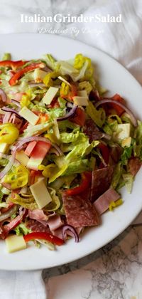 Combine deli meats, cheese, banana peppers, tomatoes, and onions with a delicious creamy dressing made from mayo, mustard, red wine vinegar, and Italian spices, and you have the best parts of an Italian sub sandwich in a fresh, filling salad.