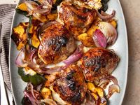 Balsamic Roasted Chicken Thighs with Acorn Squash and Sage Recipe | The Kitchn