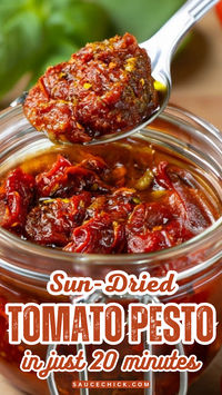 Dive into the delightful world of homemade sun-dried tomato pesto recipe! This vibrant recipe combines the rich essence of sun-dried tomatoes with aromatic herbs and creamy cheese, creating a versatile condiment perfect for pasta, sandwiches, or as a dip. Elevate your meals with this burst of Mediterranean goodness! #SunDriedTomato #PestoRecipe #HomemadeGoodness