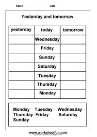 Days of the Week Worksheets