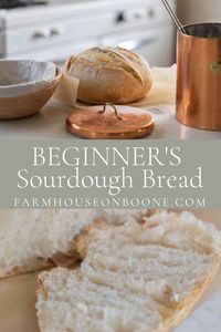 Learn how to make the easiest homemade sourdough bread recipe perfect for beginners. All you need is a few ingredients, some time, and patience. You'll never want to go back to store-bought bread again. #farmhouseonboone #sourdoughbread #beginnerssourdoughbread