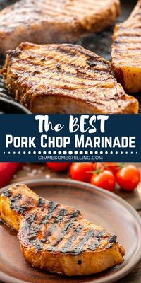 This is the BEST Pork Chops Marinade! We love that it's so quick and easy. Plus, you probably have all the ingredients already. It makes your pork chops extra juicy, full of flavor and delicious. You can use it if you are grilling your pork outside or if you are using a grill pan indoors! #pork #marinade