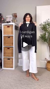 Christin Bryant | over 40 style | 🇨🇦 on Instagram: "This cardigan was a 2024 bestseller for a reason! Lightweight, affordable and so versatile! Comment “link” for a dm with links to all the outfits! 
I’m 5’ 7” wearing my usual size S in the cardigan, I have it in black and in navy. More size info in my LTK post.

Cardigan outfits, cardigan outfit ideas, lightweight cardigan, button up cardigan"