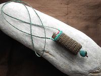 lighter holder necklace with natural Turquoise - by manufabrica on Etsy