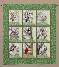 Quilted and Pieced Wall Hanging, Attic Window, Birds in Tree from MiniMade on Etsy.