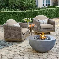 Upgrade your outdoor entertaining all year long with this Hampton Bay Grove Park propane gas fire pit. The composite construction is built to last and a rain cover keeps the fire pit protected in inclement