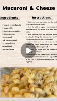 Stephenie Reed on Instagram: "I keep coming back to this mac & cheese recipe because it’s just so delicious and simple to make. Adding bacon crumbles takes it to the next level! Sometimes I’ll toss in peas for a pop of color and flavor. And if I’m feeling fancy, a crispy breadcrumb topping is a game changer. My favorite whisk makes this recipe a breeze—who knew such a simple tool could make such a big difference? Comment WHISK and I’ll send you a link to the one I use. #MacAndCheese #ComfortFood #EasyRecipes #Foodie #Delicious #BaconLover #CheeseLovers #Homemade #Foodstagram #RecipeOfTheDay #DinnerIdeas #Yummy #CookingWithLove #CheesyGoodness #QuickMeals #InstaFood #FoodPhotography #Tasty #WhiskItGood #foodinspobysonja"