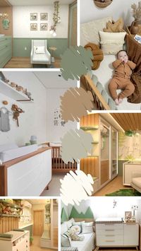 Quarto infantil verde e madeira