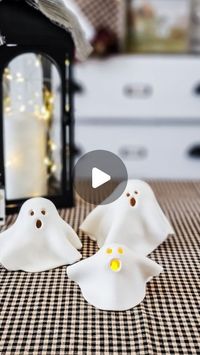 Cindy Long on Instagram: "Let's make some clay ghosts 👻 Easy, cute and just slightly spooky. Tutorial and supplies are listed below. Here's what you'll need: -rolling pin -model magic (check my stories for exact one I used) -tin foil squares -small styrofoam balls (one per 👻) -skewer Here's what you do: 1. Work a small ball of model magic in your hands for a few minutes until it softens 2. Shape foil around styrofoam ball, forming a shape that stands up by itself 3. Roll out clay until it's about 1/8-1/4" thin TIP: if you measure height of foil shape x2, your clay needs to be close to that in diameter 4. Make ghost 👀 and mouth with a skewer 5. Lay clay over foil and gently shape to fit TIP: clay can be gently stretched so it touches the table 6. Let excess clay create folds around ghost