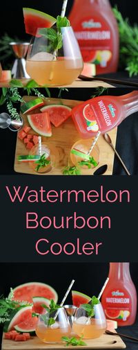 Watermelon Bourbon Coolers - #mixedwithtrop #ad watermelon, bourbon, mint simple syrup #cocktail #watermelon #bourbon #mint