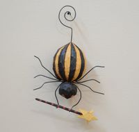 Spellbound Spider Primitive Folk Art Halloween Ornament image 0