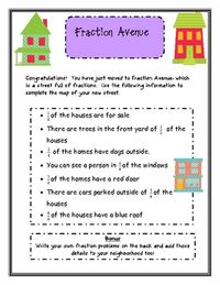 Here's a fraction activity where students design a street using different fractions. Covers part of a set and equivalent fraction ideas.