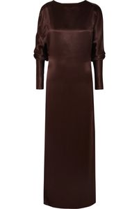 Albus Lumen - Alma chocolate brown silk-satin maxi dress ($550)