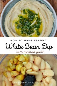 You can make this roasted garlic and white bean dip with just 5 ingredients and 5 minutes of hands-on prep! This vegan white dip is a delicious appetizer or snack served alongside crudites and crackers or spread over wraps and sandwiches!