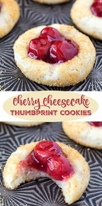 Cherry Cheesecake Thumbprint Cookies - this is a ridiculously easy recipe. Serve this at your Christmas or holiday party.  Desserts | Cookbook | Yum