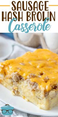 Easy Sausage Hash Brown Breakfast Casserole is the ultimate breakfast casserole. Eggs, cheese, crumbled, cooked sausage and hash browns! #breakfast #brunch