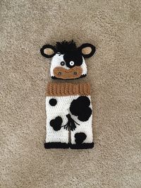 Boy Black and White Crochet Cow Hat and Pant by DanitasBoutique