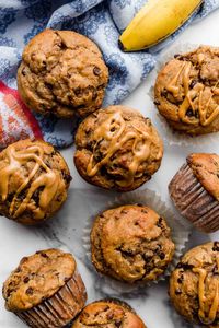 These peanut butter banana muffins taste like a treat, but they’re made with whole wheat flour, Greek yogurt, and naturally sweet bananas.