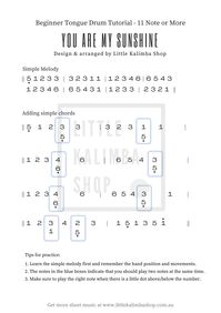 Tongue Drum Beginner Sheet Music For 11 Notes or more