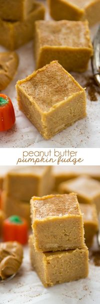 Easy No-Fail Peanut Butter Pumpkin Fudge has only 5 ingredients and is the perfect fudge for the holidays!