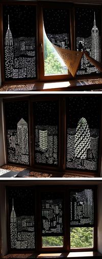 Buildings and Stars Cut into Blackout Curtains Turn Your Windows Into Nighttime Cityscapes