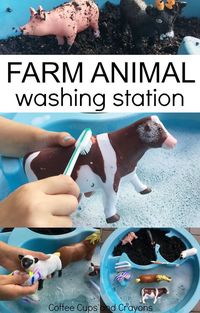 Farm Animal Washing Station Sensory Play for Toddlers and Preschoolers #toddleractivities #kidsactivities