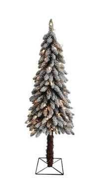 4' Pre-Lit Flocked Alpine Artificial Christmas Tree - Clear Lights | ChristmasCentral