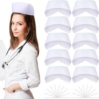 PRICES MAY VARY. Package Including: you will receive 10 white nurse hats and 20 pins in each package, which are enough for you to use in your daily life and share them with your friend and colleagues Quality Material: the kind of uniform hat is mainly made of cotton material and exquisite workmanship, and the pins are attached with white paint, which can be comfortable and breathable to wear Humanized Design: the nurse hair hat is 19 x 10 cm/ 7.48 x 3.94 inches, fitting most teens and adults; Wh