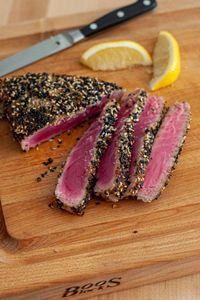 This seared tuna steak recipe is all you will need for perfectly seared sesame crusted tuna. This tuna steak only takes minutes to sear for perfectly done ahi tuna steaks.