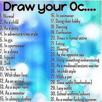 Pick a number, pick one of my ocs and draw them as the number says! If you do that please message me the picture and I will do the same with one of your ocs! Thanks ^-^