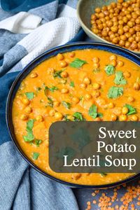 This sweet potato lentil soup is cozy, nourishing and super easy to make in the Instant Pot. It's one of those soups that will warm you up instantly on a cold day while also being a delicious treat!