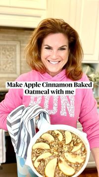 20min · 2 servings

 

Try this ➡️make ahead Apple Cinnamon Oatmeal Bake 

1 C oatmeal 
 • 1 scoop protein powder 
 • 1/2 f to so salt 
 • 1 tsp baking powder 
 • 1 tsp cinnamon 
 • 1 egg 
 • 1 c milk
 • 1 tap vanilla 
 • Apple slices 
 • 1 banana 

1/4 c chopped walnuts 

Bake for 20 m at 375
 • Serves 2

