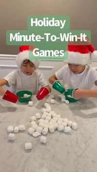 Holiday Minute-To-Win-It Games 🎅 These easy games only take a few minutes to set and are fun for kids of all ages (and grown ups)! #minutetowinitgames #holidaygames #familygames #christmasgames #kidsactivities #raisingdragons