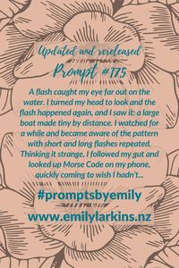 Fantastic updates of Emily's original writing prompts designed to get creative ideas flowing! #PromptsByEmily #WritingPrompts #WritingPrompt #StoryPrompts #WritingInspiration #Prompt #Prompts #StoryStarters #WritingInspiration #Prompt #Writing #CreativeWriting #CreativeWritingIdeas #EmilyLarkins #EmilyLarkinsAuthor #Preptober #AmWriting #WritersOfPinterest #AdventurePrompt #HorrorPrompt #ThrillerPrompt #ActionPrompt #SciFiPrompt #FantasyPrompt