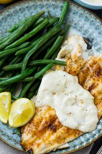 Broiled Flounder with Lemon Cream Sauce