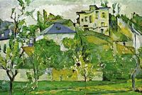 size: 18x12in Art Print: Fruit Garden In Pontoise by Paul Cézanne : Entertainment A leading French Post-Impressionist, Paul Cezanne bridged the way from 19th century Impressionism to a revolutionary new world of 20th century Cubism. Both Matisse and Picasso are quoted saying Cezanne was "the father of us all." Although his radical departures were underappreciated and even ridiculed in his time, Cezanne’s studies of visual perception, geometric simplification, and experimentation with complex fra