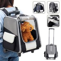 Multi-functional Pet Carrier Durable 3-sided Breathable Pet Carrier Backpack Shouler Bag with Segmented Pulling Rod