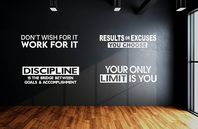 Amazon.com: Gym wall decals (Set of 4) saying, Home Gym Vinyl Decal - Fitness Center Decor, Garage Gym Idea - Large Size available | Black or White Your Only Limit is You, Results or Excuses, Discipline : Handmade Products