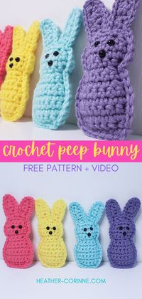 The free pattern for my Crochet Peep Bunny is available here on my blog! These are quick and easy to whip up and make the perfect addition to an Easter Basket or strung together as an adorable festive garland! Below you'll find the free pattern and video tutorial. Easter Crochet Ideas | Easter Basket Filler | Crochet Bunny | Crochet Rabbit | Crochet Marshmallow Peep | Free Crochet Pattern | Crochet Gift Ideas