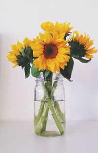 Sunflowers in mason jar