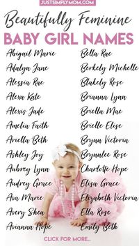 Here you will find an extensive list of beautiful, modern, and feminine first and middle names for your baby girl plus tips on how to make the difficult decision of choosing a name for your child.