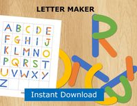 Did you know you can make all the uppercase letters using only 10 different shapes/sizes?   Yep, that is it!  In fact, there are only 4 different parts, 10 piece in total: (3) long straight - blue (3) short straight - orange (2) large C shapes - yellow (2) small C shapes - green There are 2 pages included: (1) Shapes to make letters - cut out and laminate (optional) (2) Alphabet builder reference page - laminate (optional) To start, your child can use the handy reference sheet to assist with making letters.   Recognizing the different parts that make up a letter will help when they start to write their letters The alphabet builder reference page (8.5x11) can also be used with letter magnets for a fun matching activity. This download is sized for 8.5 x 11 Inch Paper in .pdf format and can b