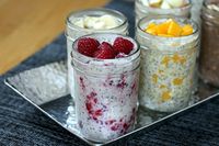 Overnight, No-Cook Refrigerator Oatmeal -- A healthy breakfast made in mason jars in six different flavors! I'm very curious to try this