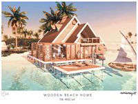 The Sims Resource - Wooden Beach Home No CC Lot