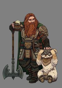 Not my art, but cool dwarf and his bear buddy