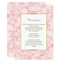 Pink marble wedding reception invitation